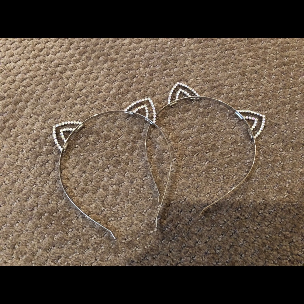 2 Rhinestone cat ear headbands 🐱